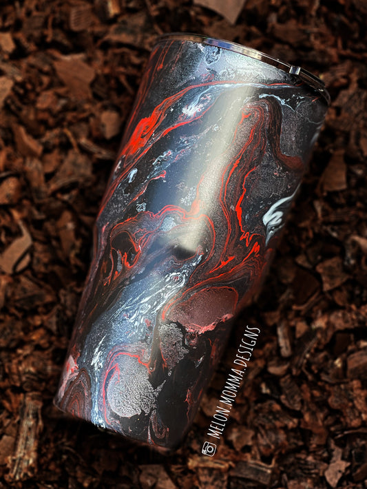 Black Red Silver Swirl