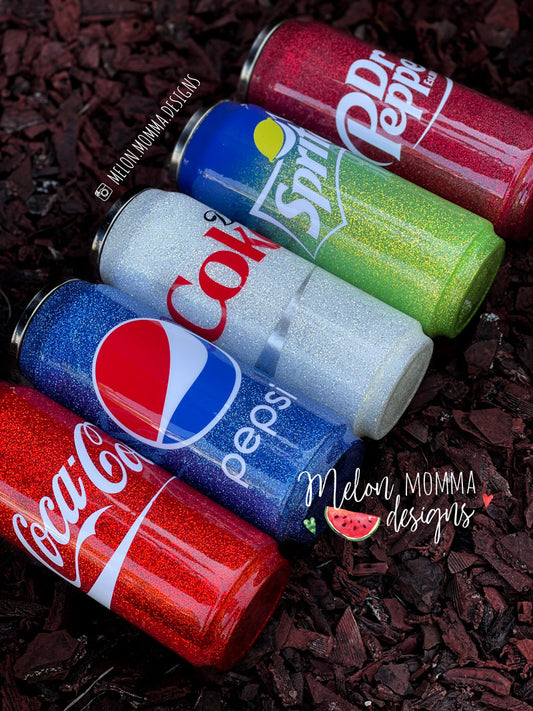 Soda Pop Can Glitter Tumblers